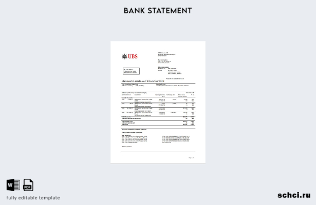 цифровая загрузка шаблона слова банковской выписки Monaco UBS